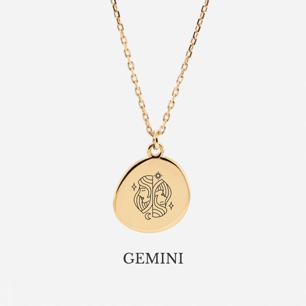 GEMINI - 18K Gold Vermeil Necklace - Customized Necklace -  Zodiac Necklace - Personalized Necklace - Personalized Gift - Zodiac Jewelry