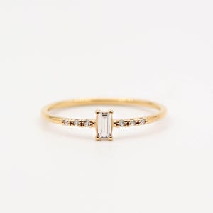 Waterproof - 18k Gold White CZ Band Ring - 18K Gold Vermeil Ring - 18k Gold Band Ring - Layering - Stacking Ring - Minimalistic Ring - R64
