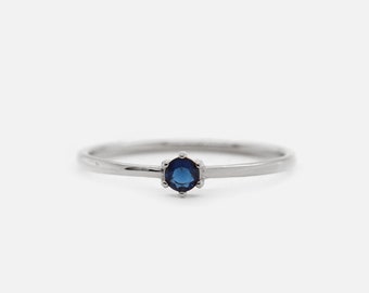 Waterproof - 925 Silver Blue CZ Ring - 925 Sterling Silver - Silver Layering Ring - Silver Stacking Ring - Silver Minimalistic Ring