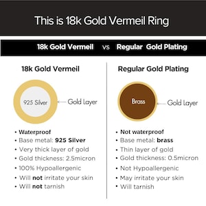Wasserdichter Gold Vermeil Ring Massiver 925 Sterling Silber Ring Minimalistischer Goldring Schichtring Stapelring Vergoldet Bild 9