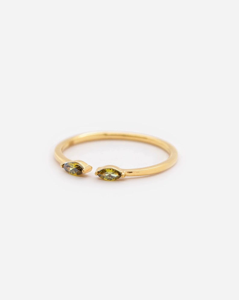 18k Gold Vermeil Ring Wasserdichter Ring Offener Edelstein Ring Gold Peridot Ring Minimalistischer Ring Schichtring Stapelring Bild 3