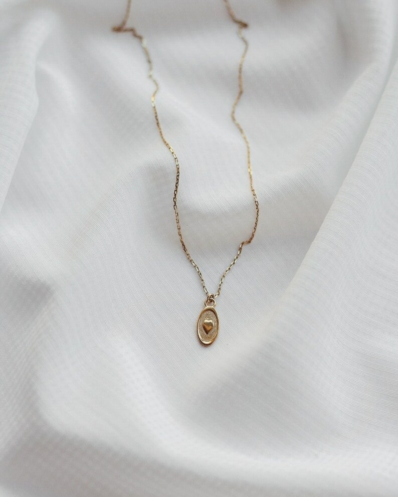 Dainty Heart Pendant Necklace 24k Gold Vermeil Image 0