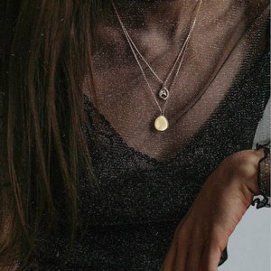 Waterproof 18k Gold Disk Necklace Minimalist Necklace Dainty Necklace Stacking Layering Necklace image 6