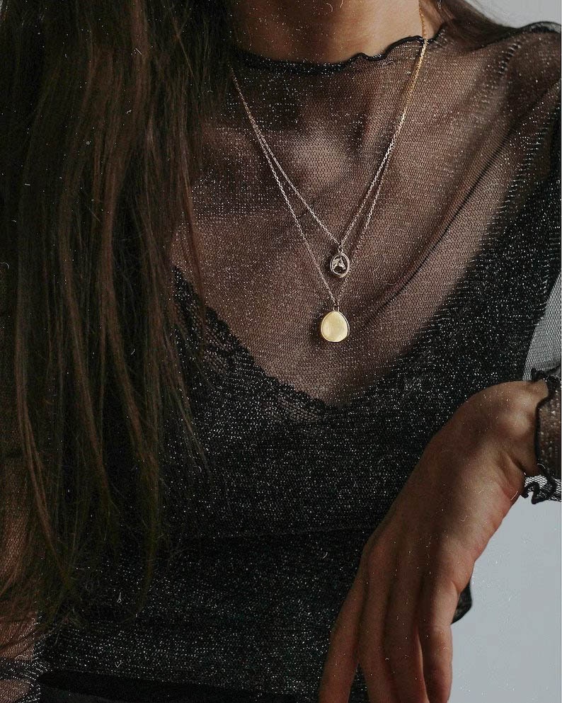 Wasserdicht 18k Gold Disk Halskette Minimalist Halskette Zierliche Halskette Stacking Layering Halskette Bild 6