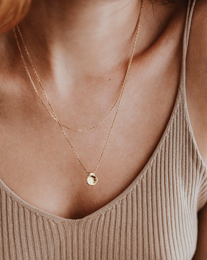 Waterproof Disk Necklace 18k Gold Vermeil Minimalist Necklace Dainty Necklace Circle pendant Layering Necklace image 5