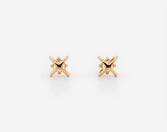 Waterproof - White CZ Stud Earrings - 18k Gold Vermeil Studs - Dainty Studs - Minimalist Stud Earrings - Gold Stud Earrings - Gold Studs