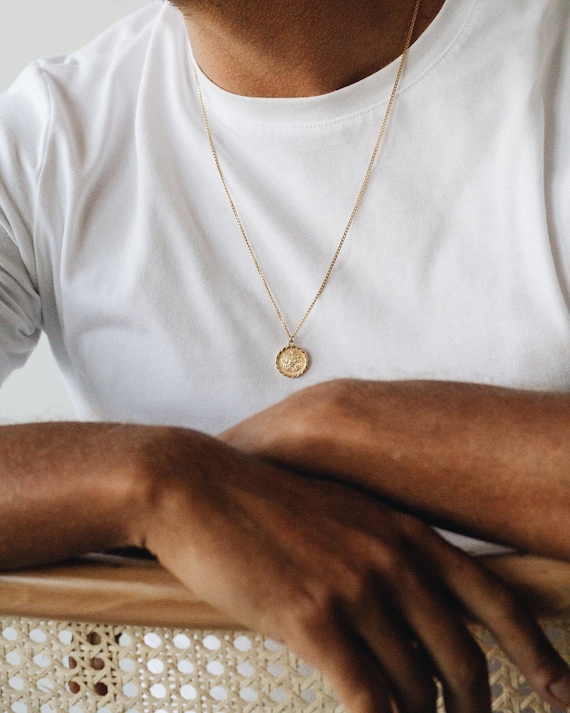 Waterproof Gift for him Lion Pendant Coin Necklace for Man 925  Sterling Silver Necklace Male Necklace Boyfriend Necklace