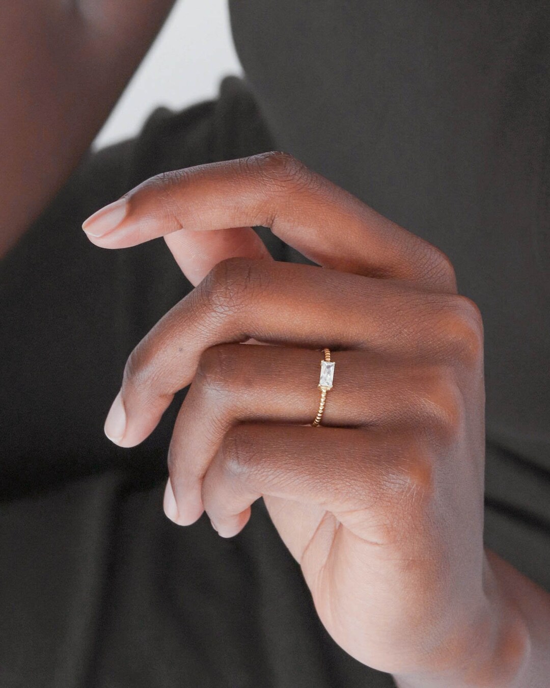 Waterproof - White CZ Ring - 18k Gold Vermeil Ring - White Zirconia ...