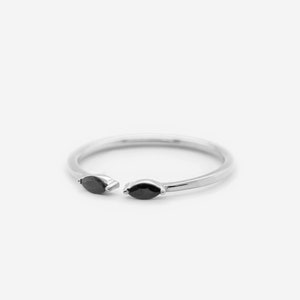 925 Massiv Sterling Silber Ring Offener Ring Offener Schwarzer CZ Ring Silber Minimalistischer Ring Schichtung Stapeln Stapelring REDCHERRYBLVD Bild 3