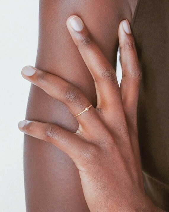 18k Gold Plated Stainless Steel Bead Ring – 2/3mm Band, Solid Friendship Ring For Women