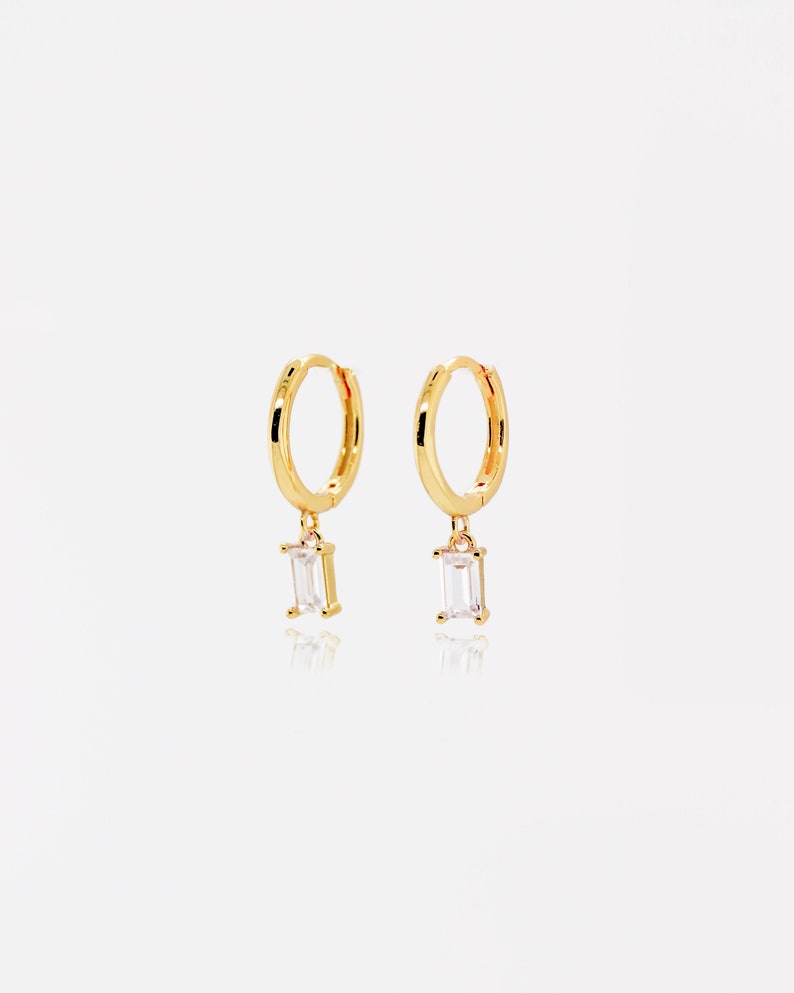 Wasserdicht 18k Gold Vermeil Ohrringe Gold Vermeil Creolen Baumeln Ohrringe Stapel Minimalistische Ohrringe Layering Stapeln Bild 4
