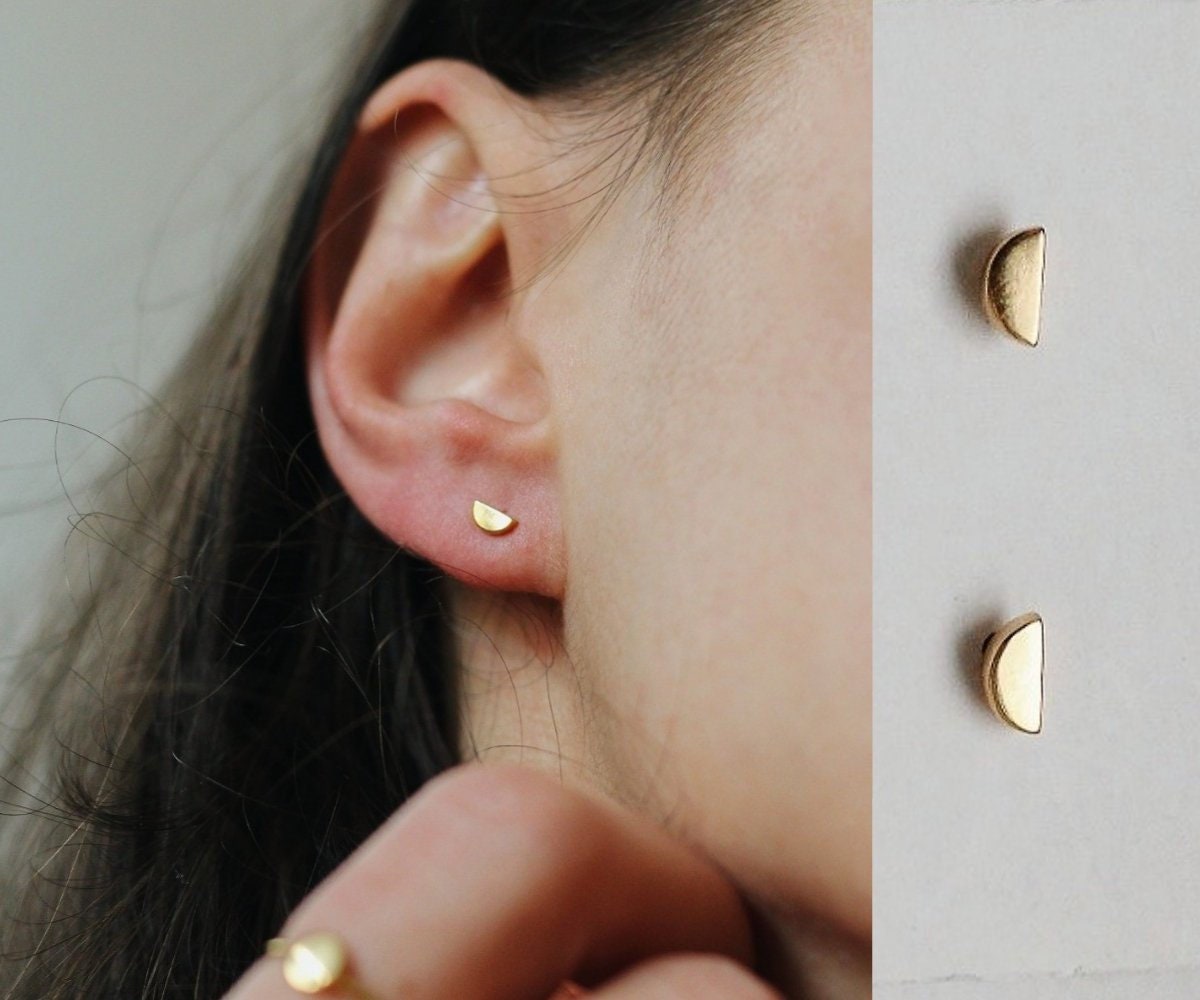 Bird Design Brass Stud Earrings 18K Gold Plated Handmade Girls Jewelry