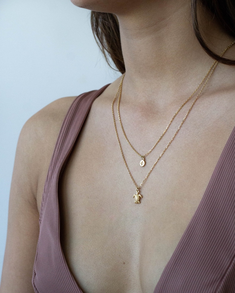 Waterproof Turtle Necklace 18k Gold Vermeil Necklace Minimalist Necklace Dainty Necklace Layering Necklace Everyday Necklace image 4