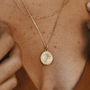 Lion Coin Necklace - 18k Gold Vermeil - Minimalist Necklace - Roman Coin Necklace - Disc Necklace - Stack Layering - Medallion Necklace