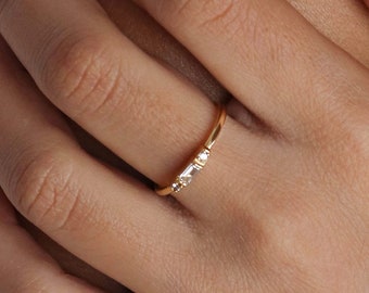 14k massiv Goldring - Gold Ehering - Gold Ehering - Gold Verlobungsring - 14k feiner Ring - Geschenk für Sie - Goldschmuck - Diamant CZ Ehering