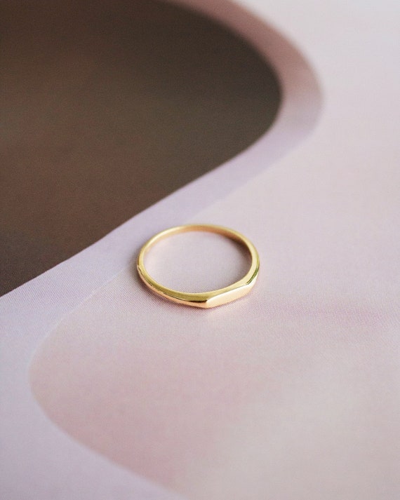 Sieraden Ringen Stapelbare ringen Oned metaal-925 Sterling zilver 18K Goud gevulde zilveren ring 18K Gouden textuur ring 
