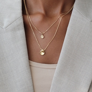 Waterproof Disk Necklace 18k Gold Vermeil Minimalist Necklace Dainty Necklace Circle pendant Layering Necklace image 4