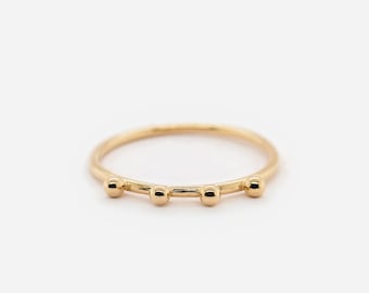 Waterproof - Gold Vermeil Tiny Balls Ring - 18k Gold Plated Over 925 Solid Sterling Silver - Minimalist Ring - Layering - Stacking Ring
