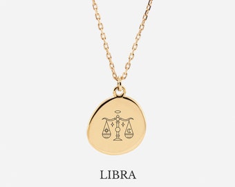 LIBRA - 18K Gold Vermeil Necklace - Customized Necklace -  Zodiac Necklace - Personalized Necklace - Personalized Gift - Zodiac Jewelry