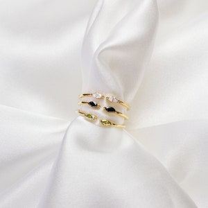 Wasserdichter Offener Weißer CZ Ring 18k Gold Vermeil Ring Weißer Zirkonia Ring Minimalistischer Ring Schichtung Stapel Stapelring Bild 7