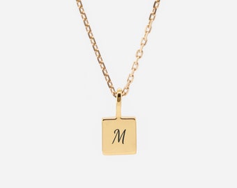 Engraved - 18K Gold Vermeil Initials Necklace - Gold Customized Necklace - Personalized Necklace - Personalized Gift For Her - Name Necklace