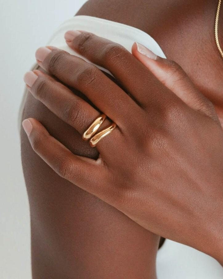14K Weißgold Flat Top Bar Ring: Moderner Stapelring