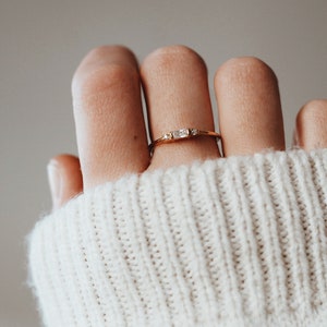 Waterproof White CZ Ring 18k Gold Vermeil Ring White Zirconia Ring Minimalist Ring Layering Ring Dainty Ring Stacking Ring image 5