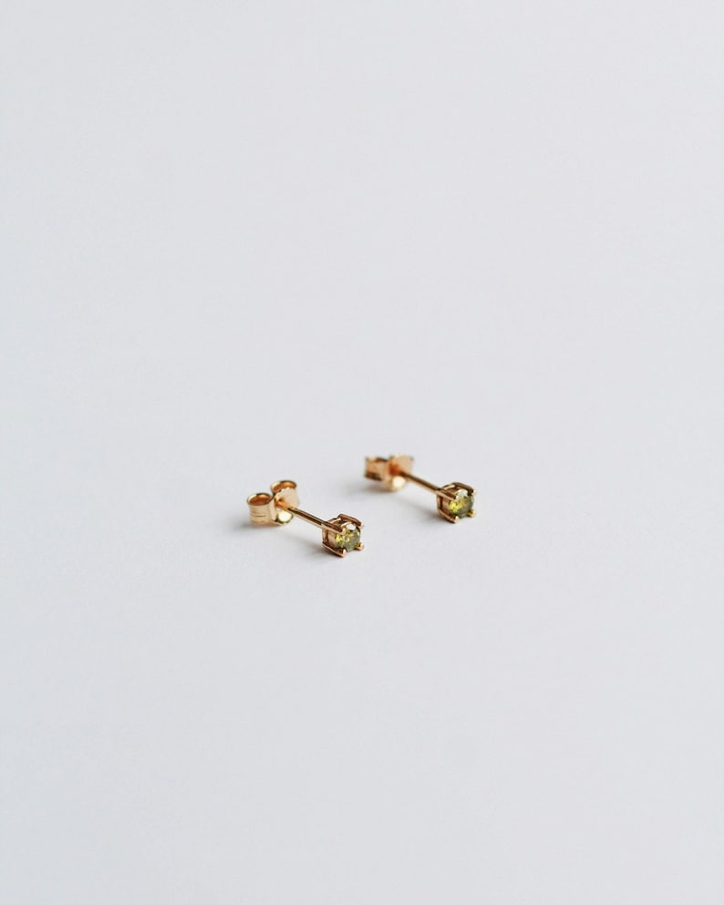 Olive CZ Studs 18k Gold Vermeil Studs Dainty Studs Dainty Studs Minimalist Stud Earrings Gold Stud Earrings REDCHERRYBLVD image 1