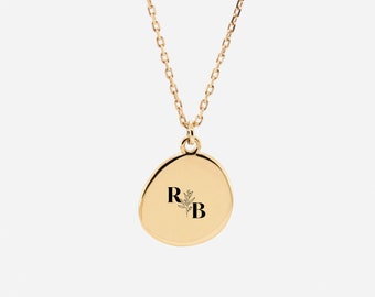Grabado - Collar de iniciales Vermeil de oro de 18K - Regalo para recién nacido - Regalo de dama de honor - Regalo personalizado para ella - Regalo de mejor amiga - Mujer de regalo