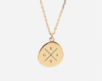 Gegraveerd - 18K Gold Vermeil Initialen Ketting - Aangepaste ketting - Gepersonaliseerde ketting - Gepersonaliseerd cadeau voor haar - Beste vriend cadeau