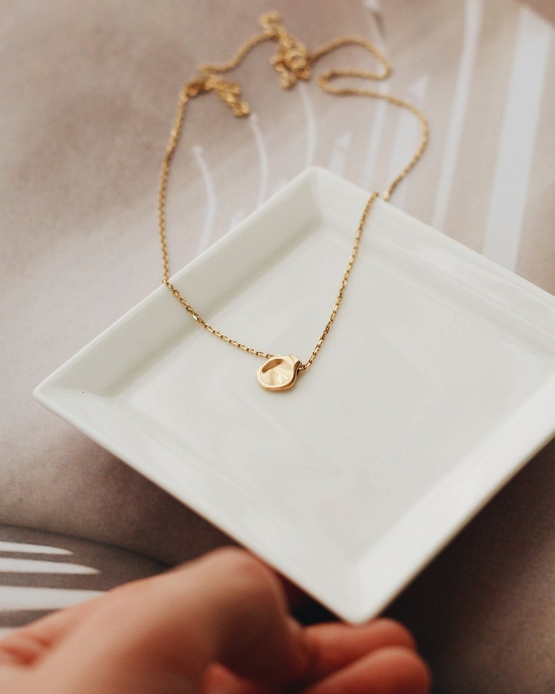 Waterproof Disk Necklace 18k Gold Vermeil Minimalist Necklace Dainty Necklace Circle pendant Layering Necklace image 6