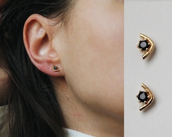 Black Gold Studs | Etsy