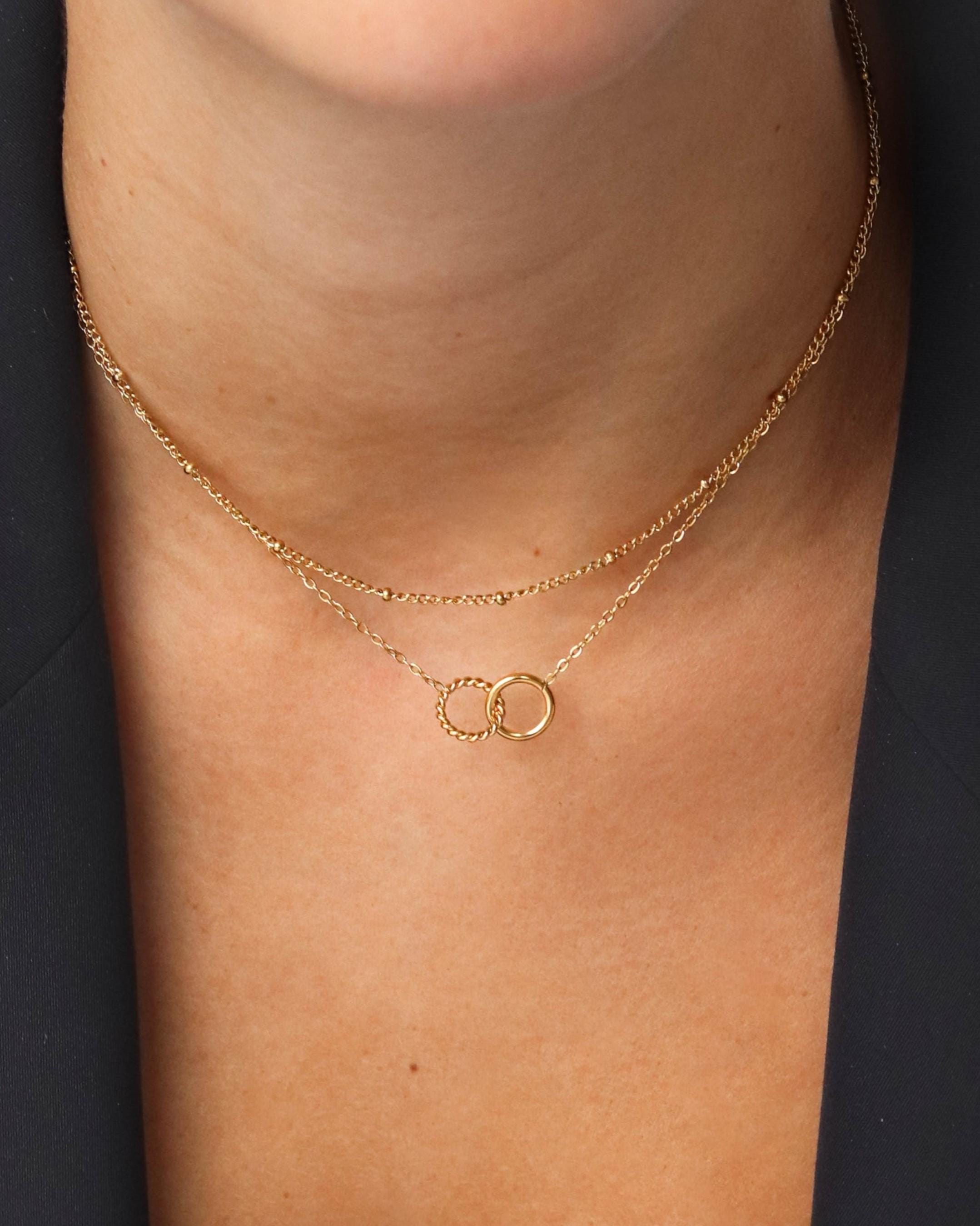 [韓国人気ジュエリー] nff gleam layer necklace Never Fades - 18K Two Layer Necklace - Waterproof - 18k Gold