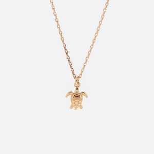 Impermeable Collar de tortuga Collar Vermeil de oro de 18k Collar minimalista Collar delicado Collar de capas Collar de todos los días imagen 1