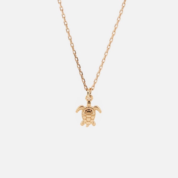 Wasserdicht - Schildkröte Halskette - 18k Gold Vermeil Halskette - Minimalistische Halskette - Zierliche Halskette - Schichtkette - Halskette für jeden Tag