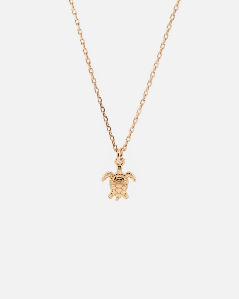 Wasserdicht Schildkröte Halskette 18k Gold Vermeil Halskette Minimalistische Halskette Zierliche Halskette Schichtkette Halskette für jeden Tag Bild 1