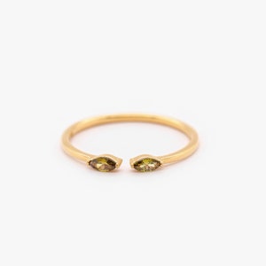 18k Gold Vermeil Ring Wasserdichter Ring Offener Edelstein Ring Gold Peridot Ring Minimalistischer Ring Schichtring Stapelring Bild 5