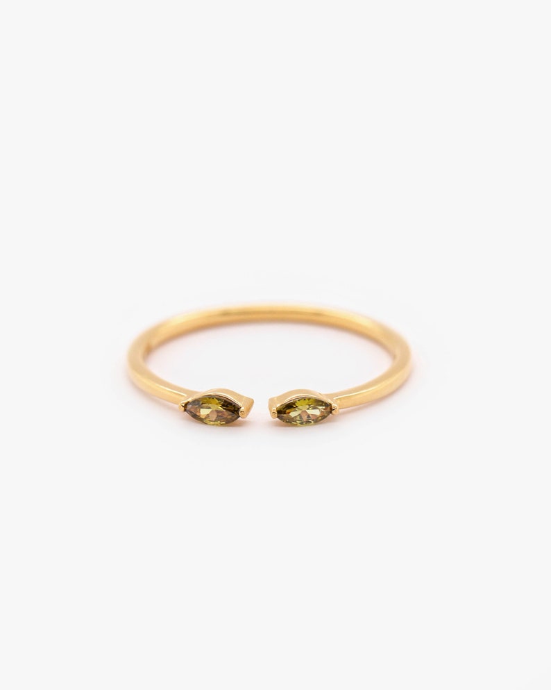 18k Gold Vermeil Ring Wasserdichter Ring Offener Edelstein Ring Gold Peridot Ring Minimalistischer Ring Schichtring Stapelring Bild 5