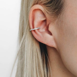 Ear Cuff 925 Sterling Silver Solid Silver Ear Cuff White Stone Ear Cuff Stack White CZ Hoops Layering Stacking REDCHERRYBLVD image 5