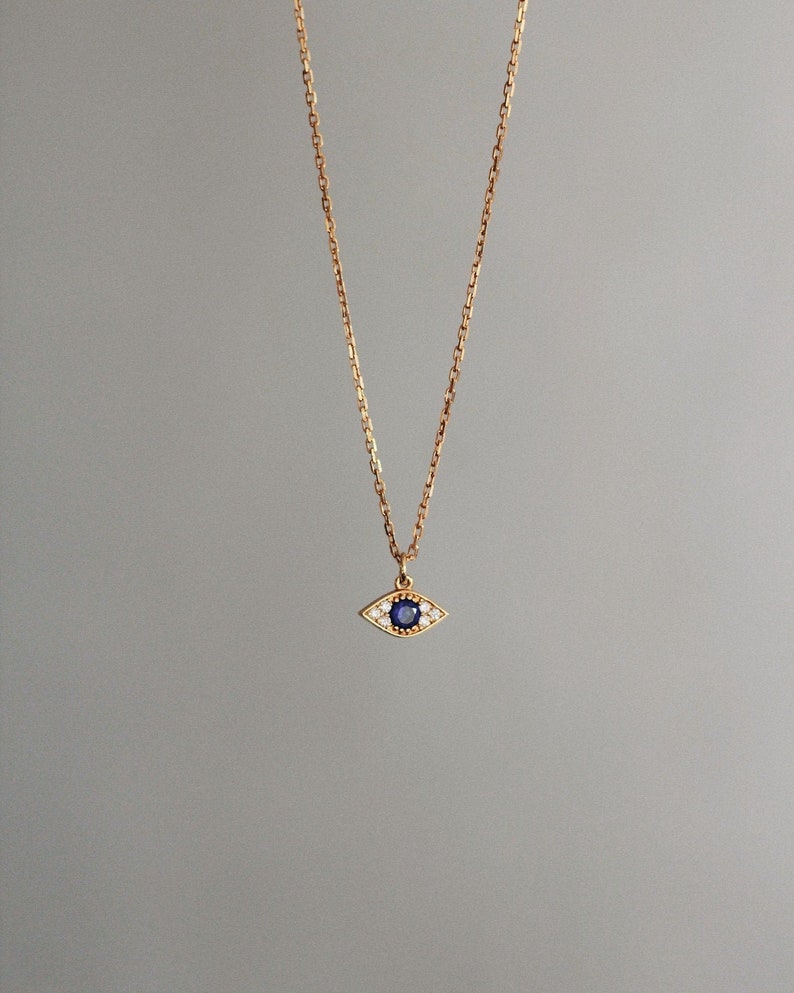 Gold Evil Eye necklace - 18k Gold Vermeil - Minimalist Necklace - Evil Eye Pendant - Blue CZ - Layering Necklace - Stacking - REDCHERRYBLVD 