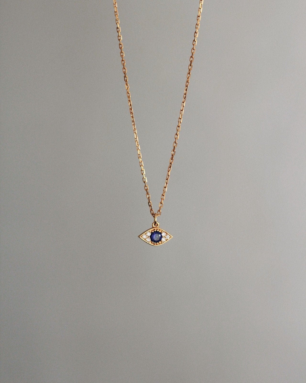 Waterproof - Gold Evil Eye necklace - 18k Gold Vermeil - Minimalist Necklace - Evil Eye Pendant - Blue CZ - Layering Necklace - Stacking