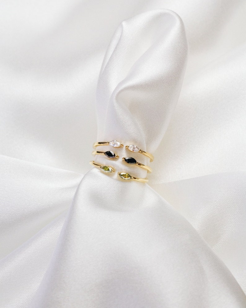 18k Gold Vermeil Ring Wasserdichter Ring Offener Edelstein Ring Gold Peridot Ring Minimalistischer Ring Schichtring Stapelring Bild 6