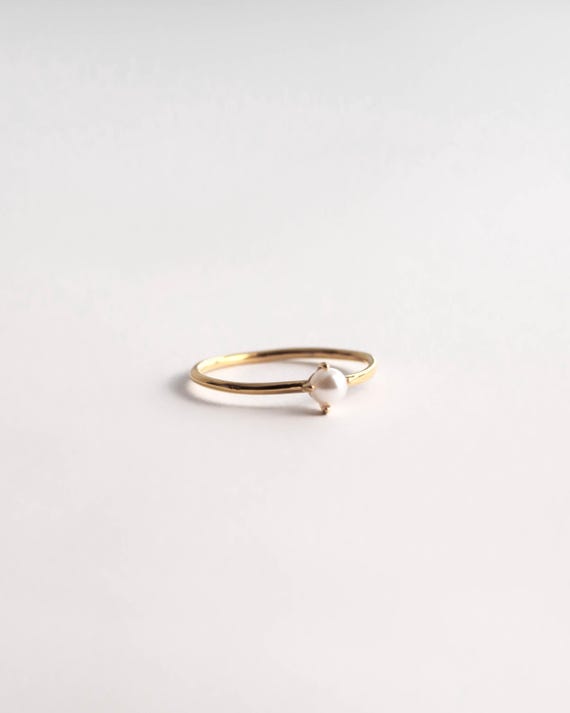 色褪せない - 防水 - 18Kゴールドパールリング - ゴールドビーチリング