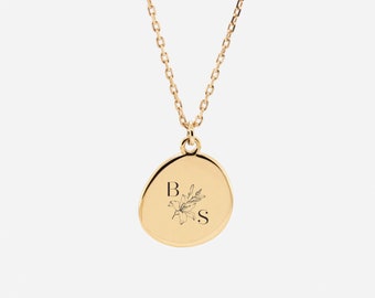 Gravierte 18K Gold Vermeil Initialen Halskette - Neugeborenen Geschenk - Brautjungfer Geschenk - Personalisiertes Geschenk Für Sie - Beste Freundin Geschenk - Geschenk Frau