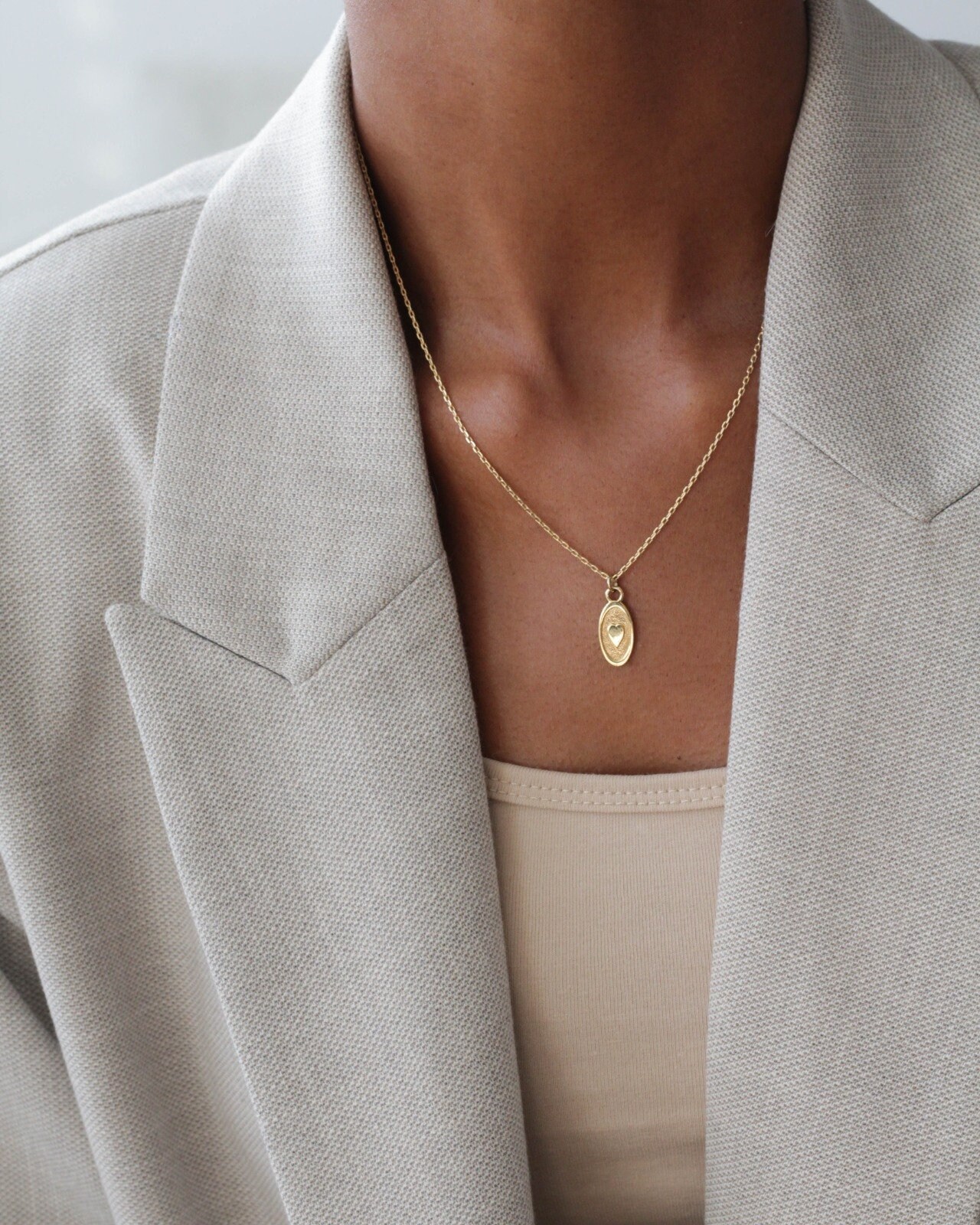 Dainty Heart Pendant Necklace 18k Gold 