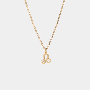 Wodoodporny - Lew - 18k Złoto Vermeil - Naszyjnik z Zodiakiem Lew - Naszyjnik z Gwiazdozbiorem Lwa - Naszyjnik z Warstwowym Naszyjnikiem Lwa - Biżuteria Zodiakalna