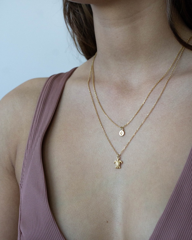 Waterproof Turtle Necklace 18k Gold Vermeil Necklace Minimalist Necklace Dainty Necklace Layering Necklace Everyday Necklace image 5