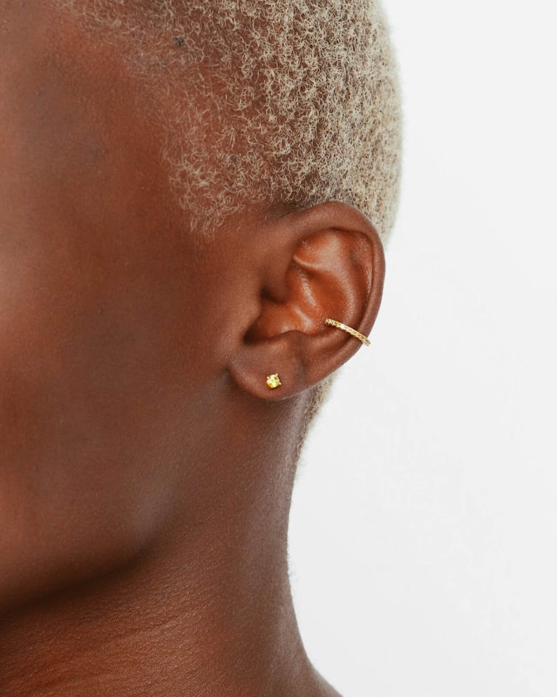 Wasserdicht Ear Cuff 18k Gold Vermeil Olive CZ Ear Cuff Gold Ear Cuff Olive Stone Ear Cuff Stapel Layering Stacking Bild 4