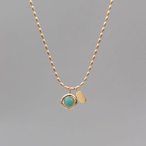 Never Fades - Water Resistant - 18K Gold Natural Stone Necklace - Minimalist Necklace - Dainty Necklace - Natural Blue Stone Necklace - N58