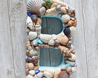 8" Sea Shell Letter / Beach Decor / Nautical Decoration / Bridal Shower Decoration / Wedding Decoration / Bridal Shower Gift / Mermaid